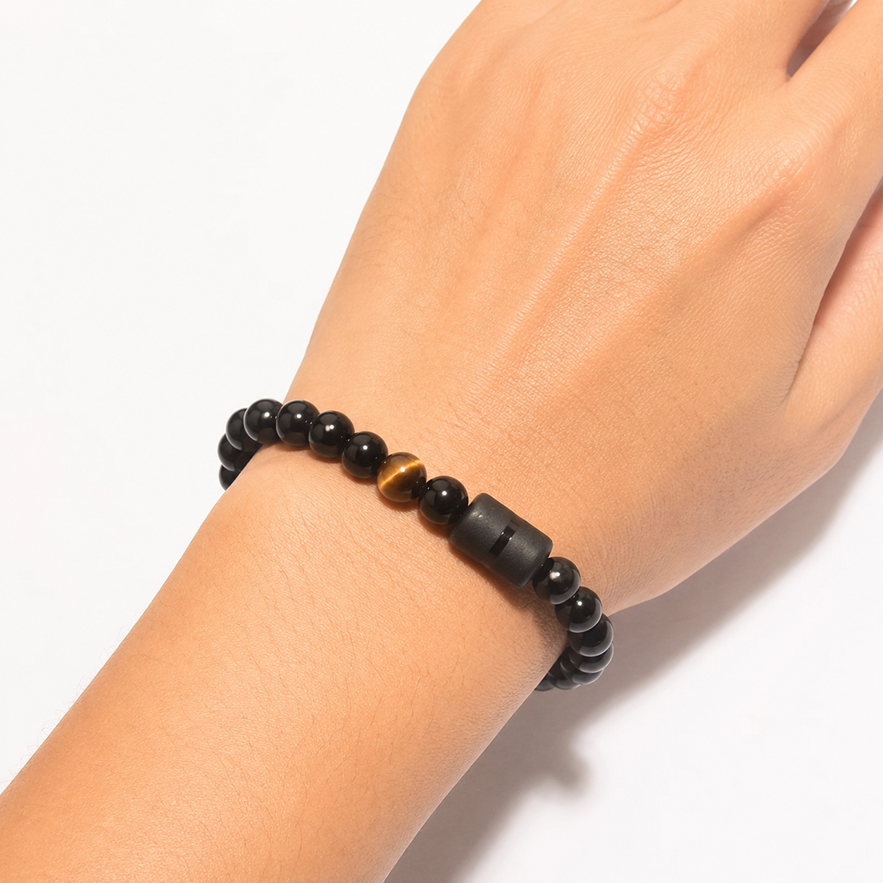 Pulsera Hombre 12 Signos Zodiacales – Cuentas de Piedra Ojo de Tigre y Ágata, Diseño Elástico Elegante