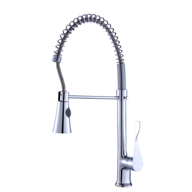 Grifo de Cocina KOEN Flexible – Monomando con Ducha Extraíble, Cuerpo de Latón, Agua Fría y Caliente, Estilo Resorte Profesional