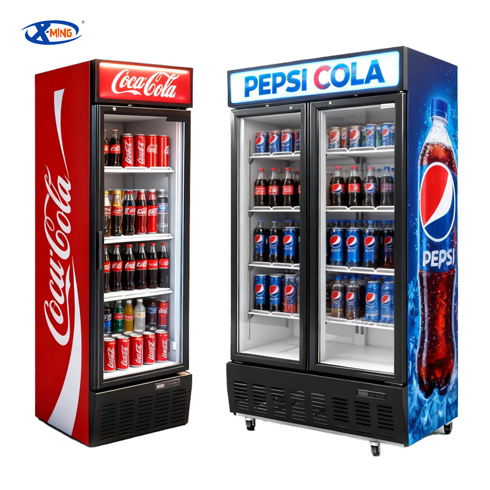 Refrigerador Vertical Comercial X-MING – Vitrina Enfriadora con Puerta de Vidrio para Bebidas Frías, Ideal para Negocios