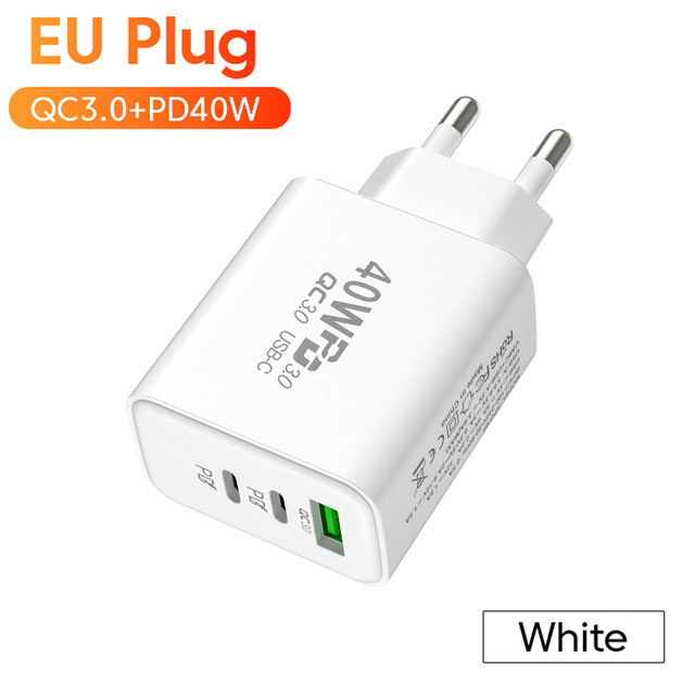 Cargador de viaje rápido 12W con doble puerto PD + USB 2.4A, compatible con iPhone, Android y dispositivos Type-C, carga segura y eficiente para uso diario