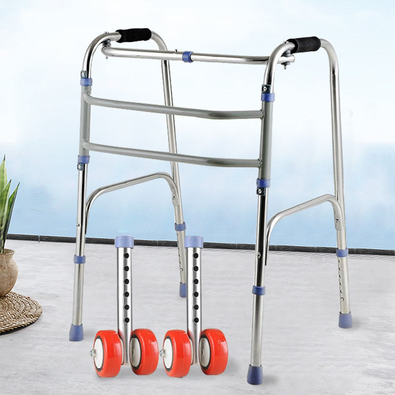 Andador Plegable para Adultos Mayores – Ayuda de Rehabilitación sin Ruedas, Estructura Metálica Resistente y Estable
