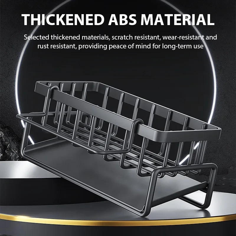 Organizador de Fregadero de Cocina Doble Capa – Estante ABS con Barra para Toalla, Ideal para Esponjas y Cepillos